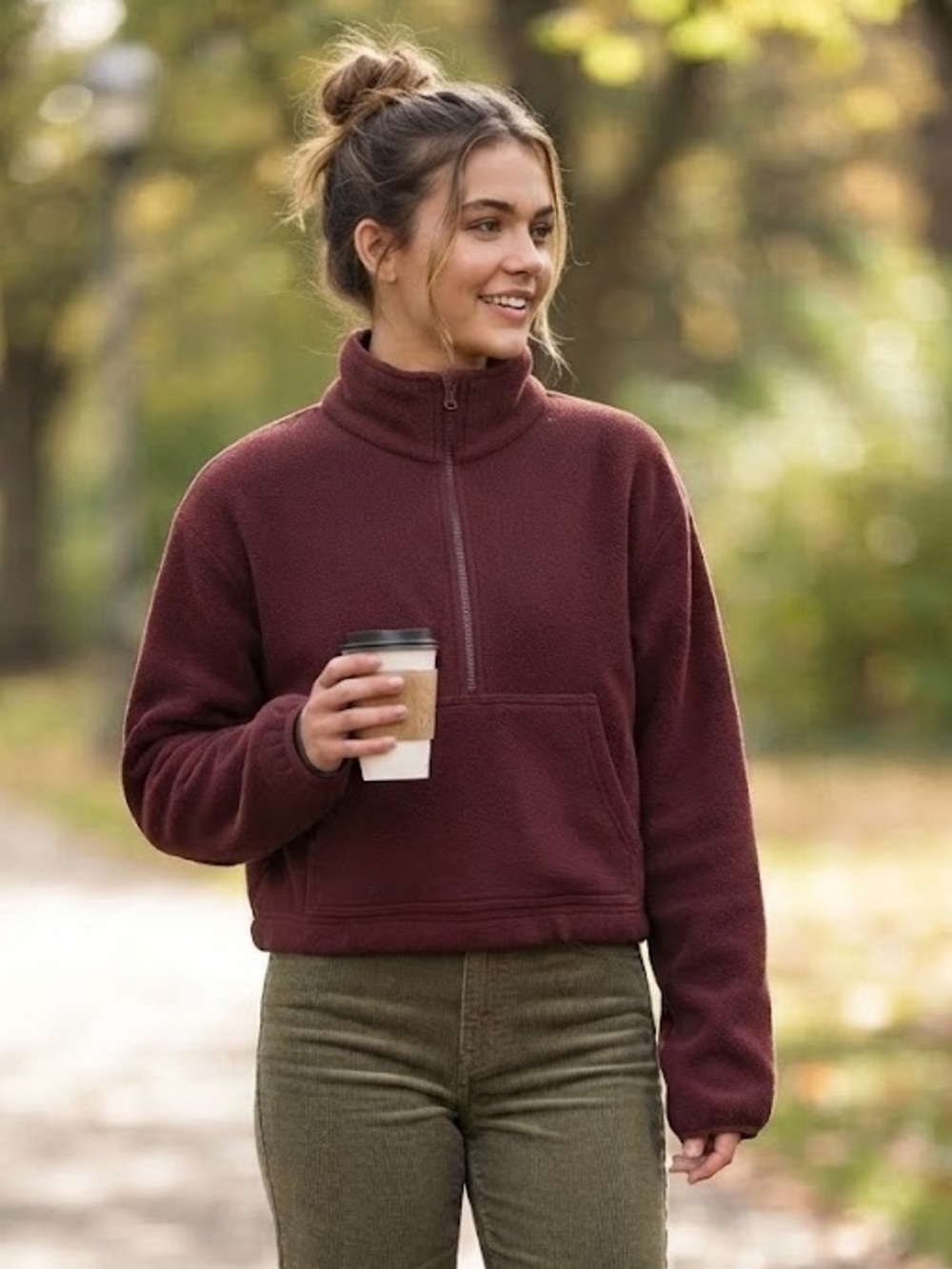 Aritzia TNA Quarter Zip Crop Fleece Sweater - #